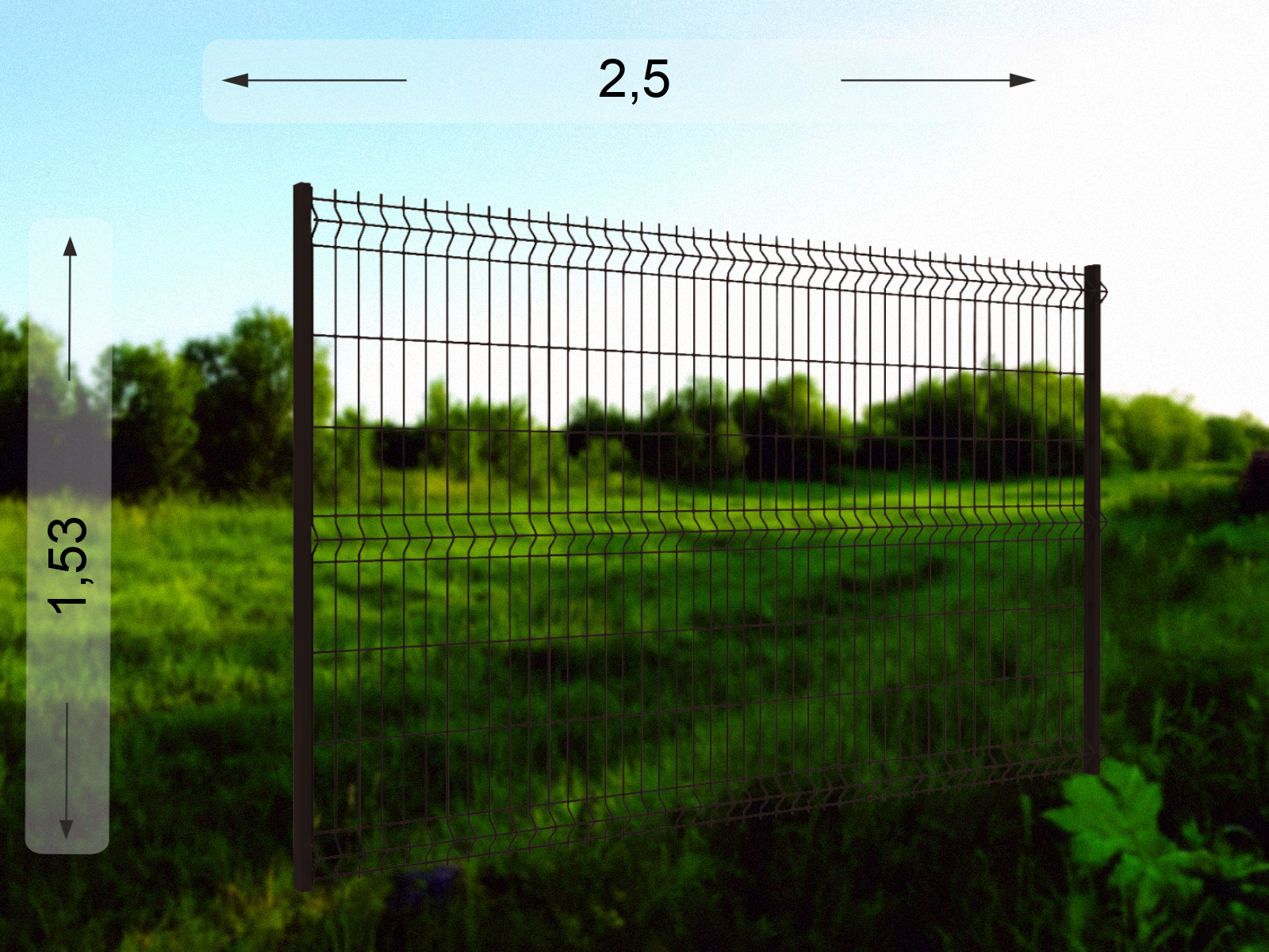 Коричневый 3D забор 1,53×2,5 м