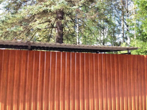 Забор из профнастила под дерево для дачи